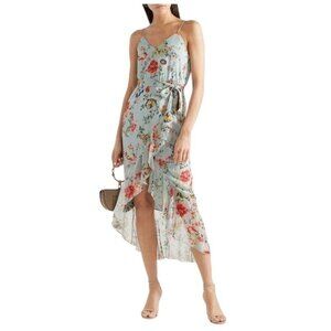 Alice + Olivia Floral High Low Dress - Light Blue and Red